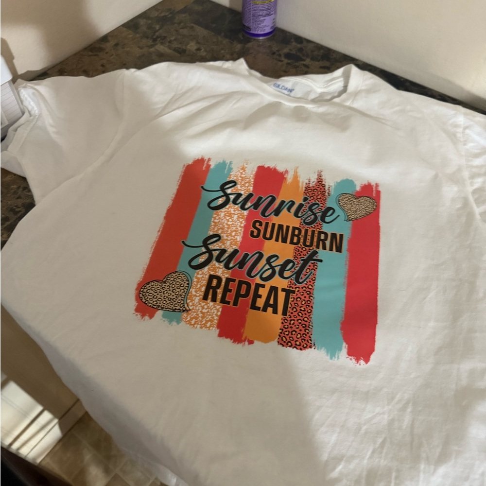 Gildan White Tee with Colorful Graphic